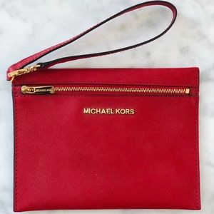 Michael Kors - Oversized Red Wristlet/ Travel Bag